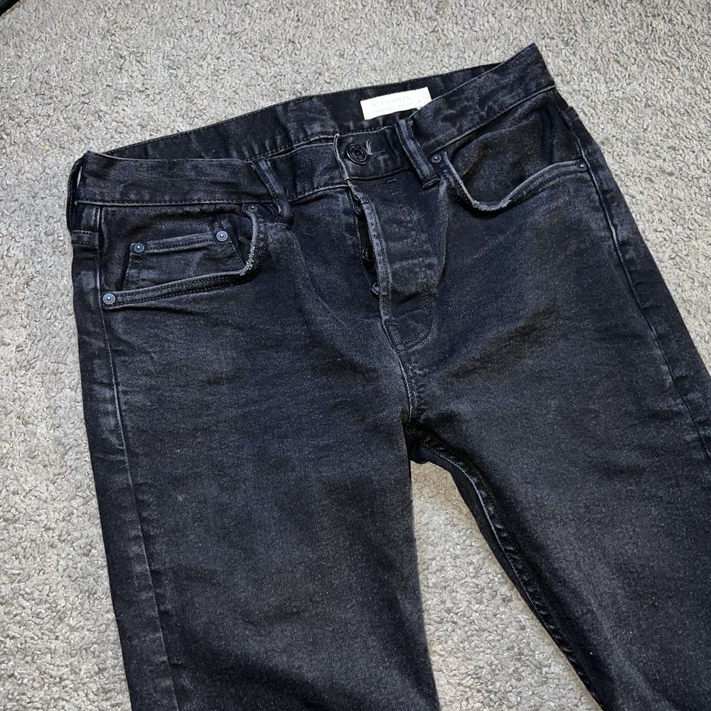 Allsaints Jeans Mens 30x30 Black Denim Straight Skinny Cigarette Outdoors Casual